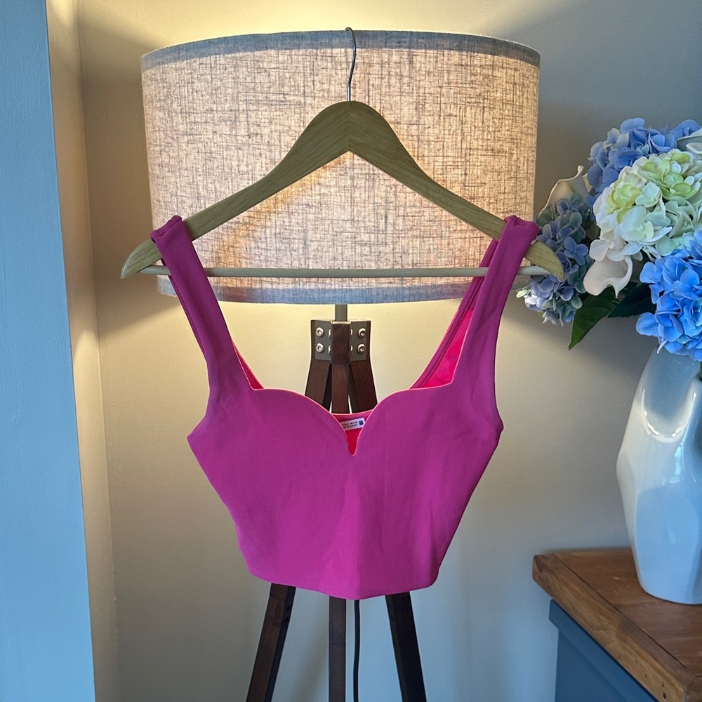 Zara Fuchsia Sweetheart Crop Top